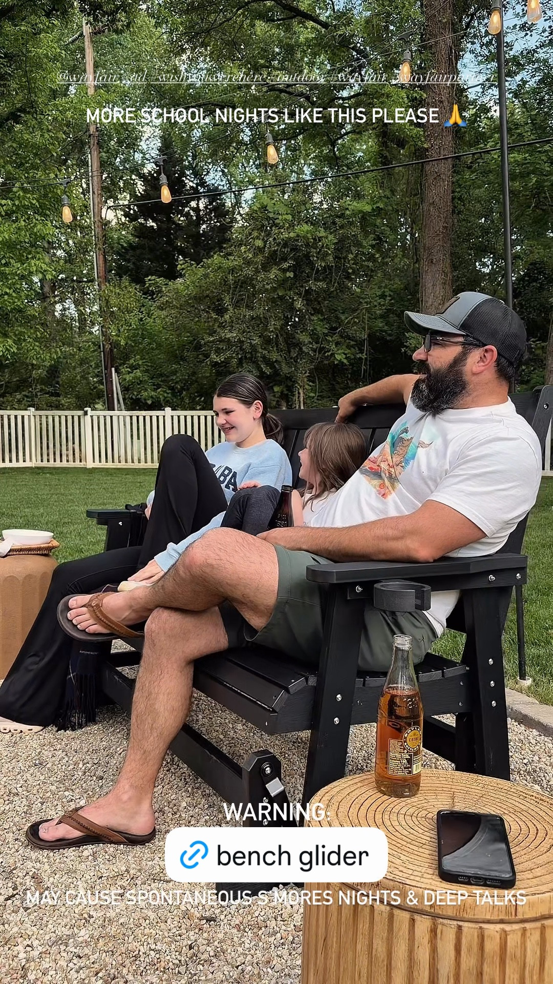 When the sun sets after 8pm and school nights begin to look like this…
Shop our bench glider and ice bucket table we got for our fire pit from @wayfair #ad #wayfairpartner #wayfair #wishyouwerehere #outdoor
 

#LTKHome