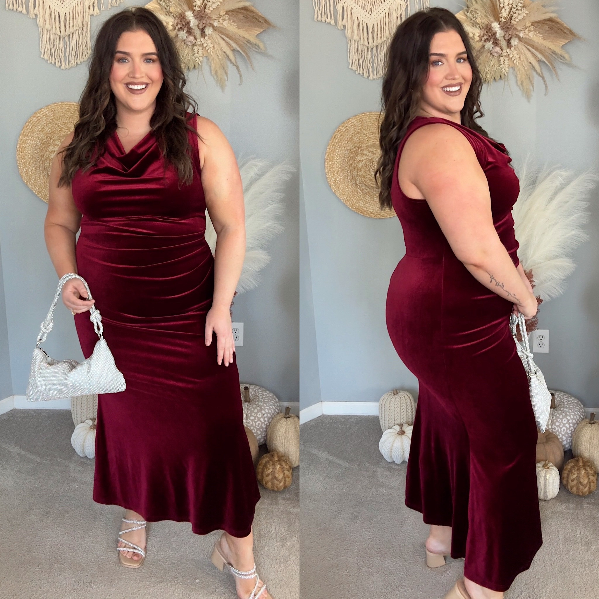 Amazon special occasion, holiday event and wedding guest dress inspo 👗🥂🪩 
Beautiful velvet fabric, mermaid style with a cowl neckline. Wearing a size 18

#LTKParties #LTKHoliday #LTKPlusSize