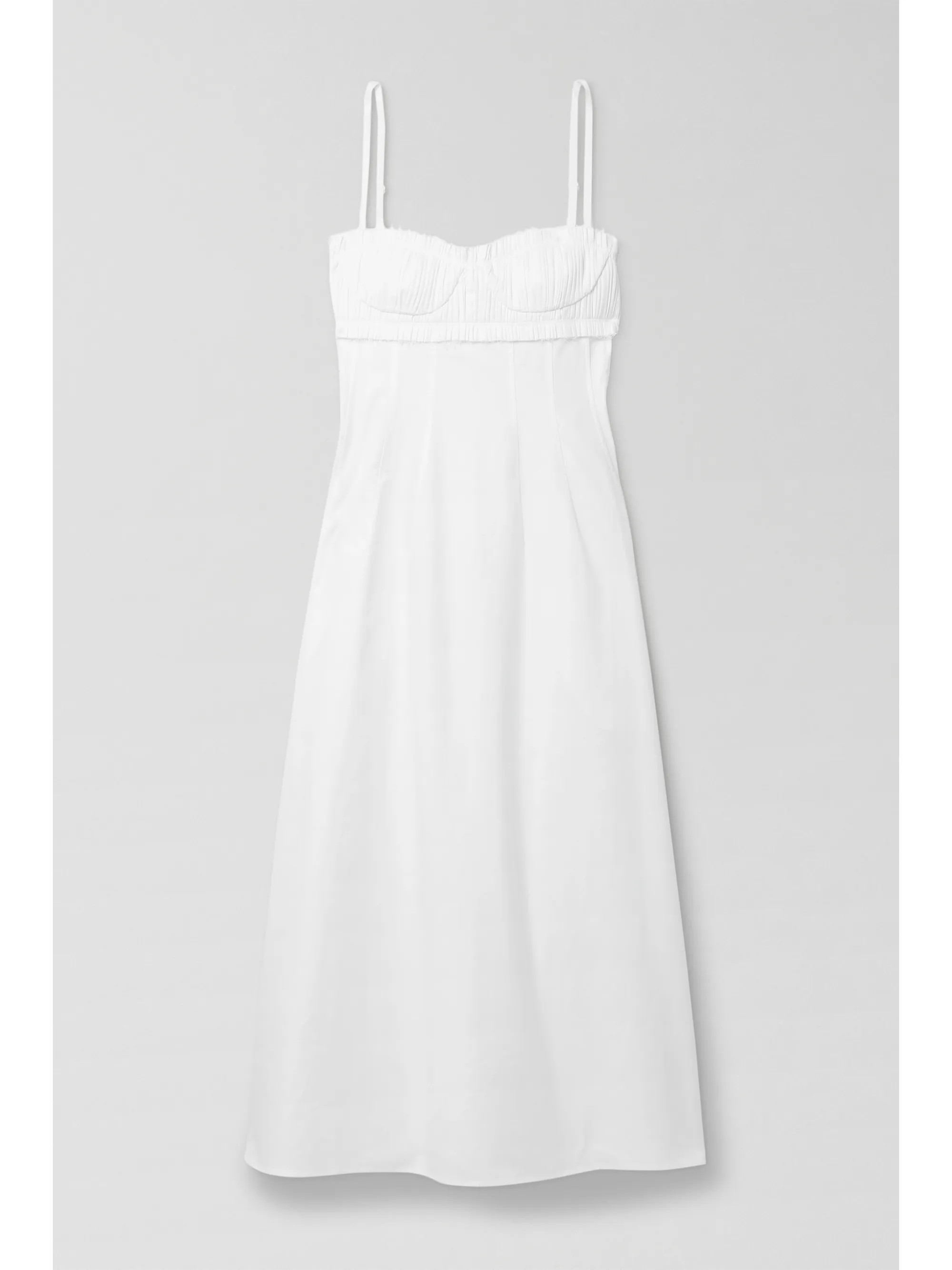 White Felicia shirred cotton-twill midi dress | Khaite | NET-A-PORTER | NET-A-PORTER (US)