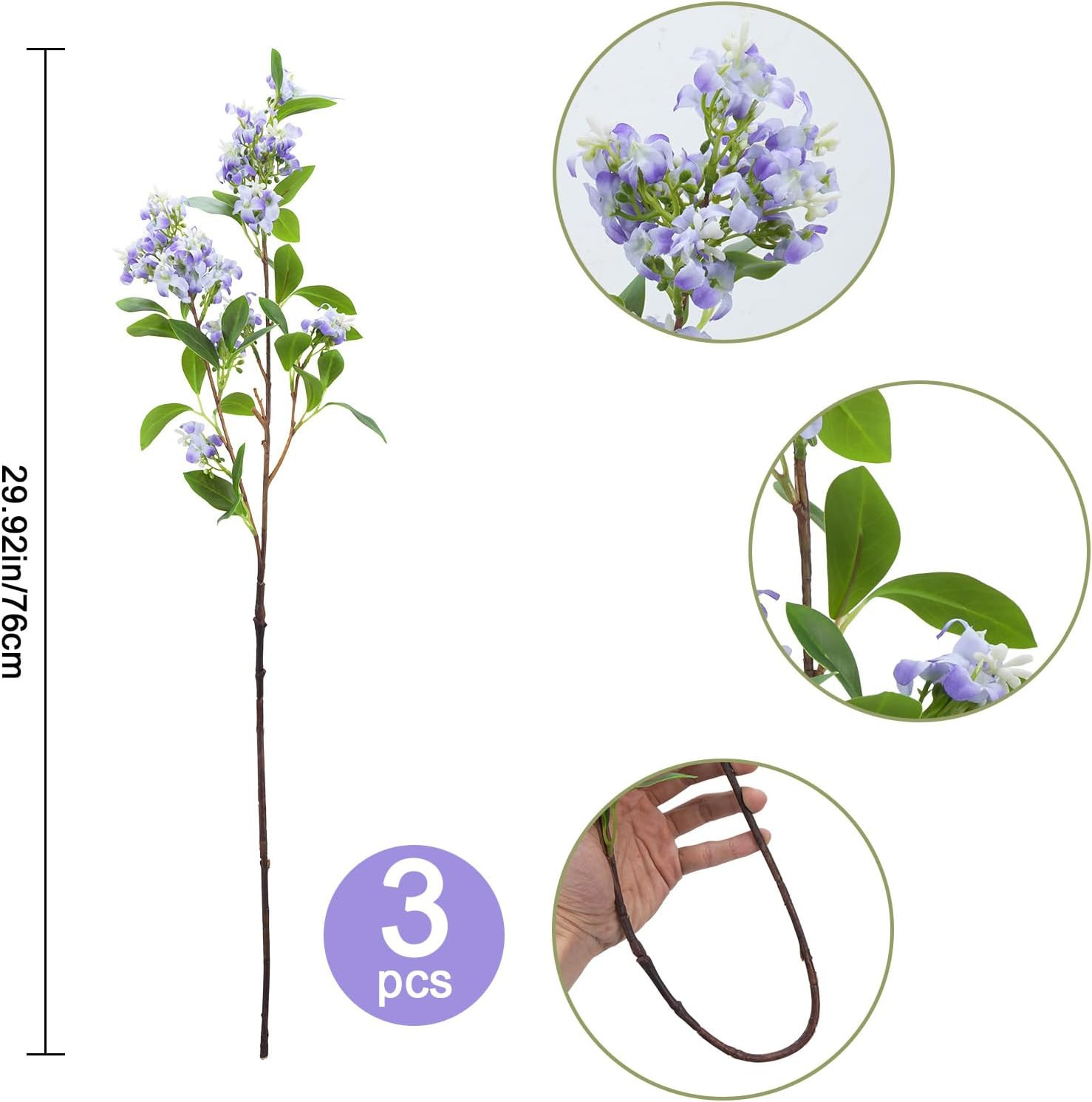 30" Artificial Forsythia Branches Purple Fake Silk Orchids Flower 3Pcs Long Stems Artificial Flow... | Amazon (US)