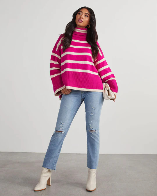 Evelyn Striped Turtleneck Sweater | VICI