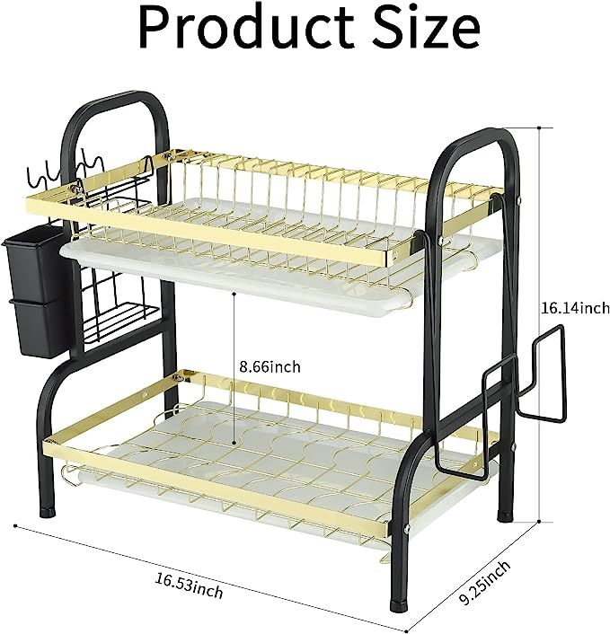 BETTWILL Dish Drying Rack – Carbon Steel Dish Racks for Kitchen Counter – 2 Tier Dish Drying ... | Amazon (US)