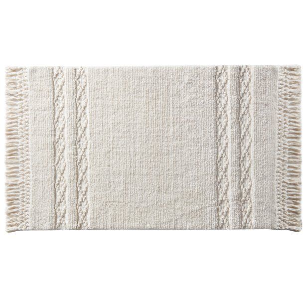 My Texas House Alice Stripe Macrame Cotton Bath Rug, Ivory, 20" x 32" - Walmart.com | Walmart (US)