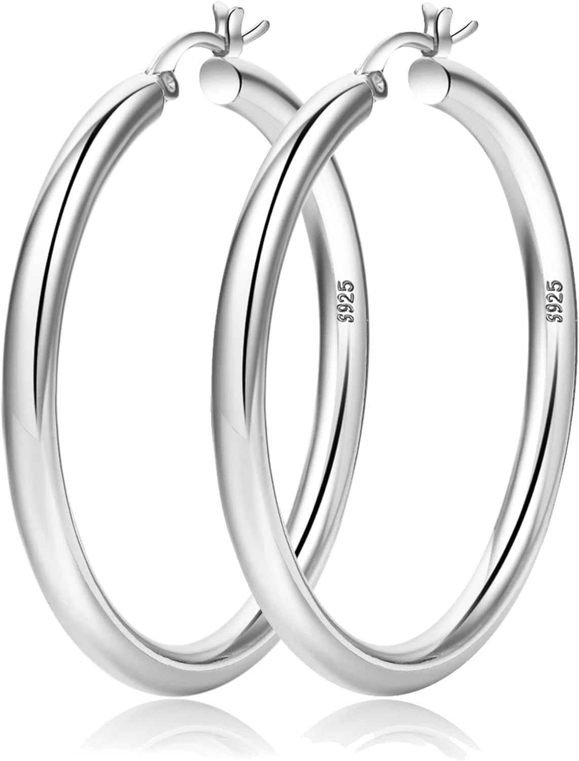 4mm Thick Gold Chunky Earrings Steling Silver Post Hoops Earrings For Women Hollow Tube Hoops Ear... | Amazon (US)