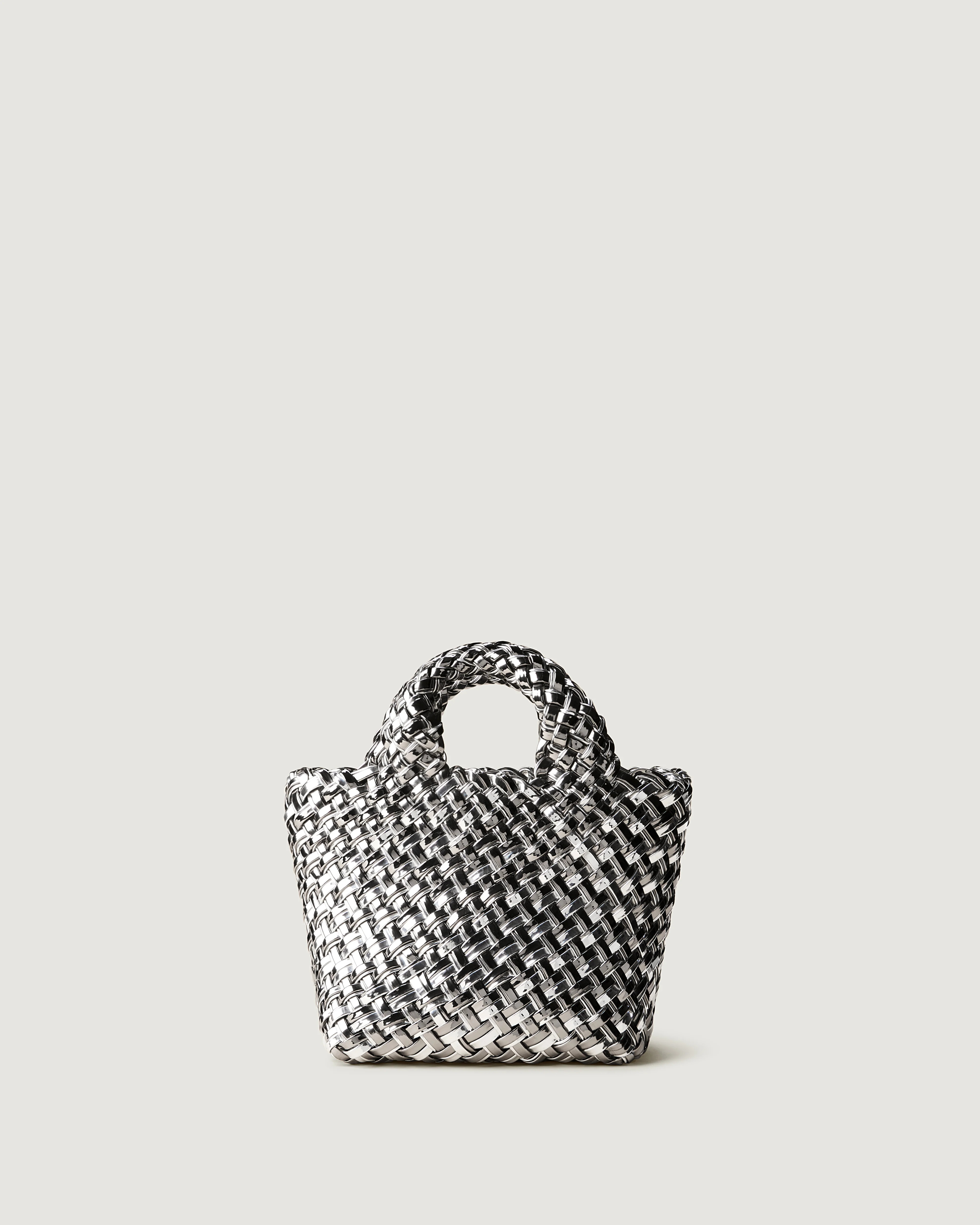 St. Barths Petit Tote Double Weave Metallic | Pewter | Naghedi