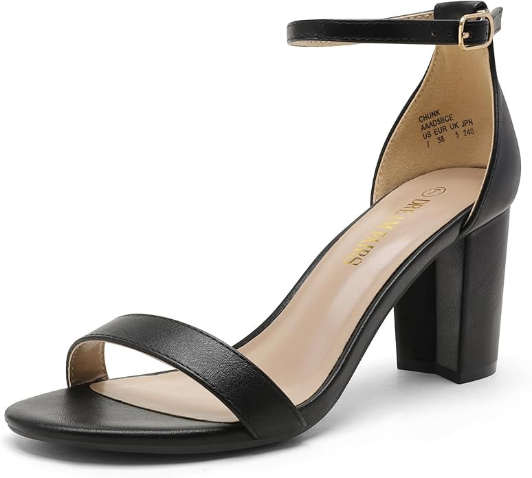 DREAM PAIRS Women's Chunk Low Heel Pump Sandals | Amazon (US)