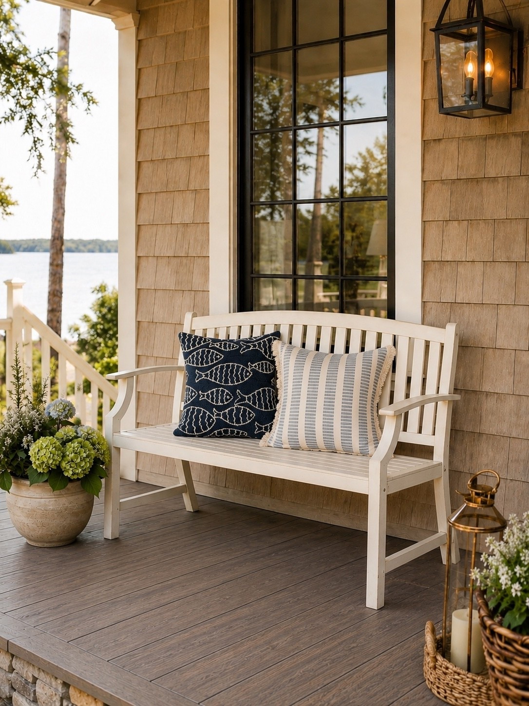 Coastal porch perfection 🌊🤍

This charming beach house porch feels like the ultimate summer escape with the soft neutral tones, crisp white bench, and coastal-inspired pillows overlooking the water ✨ The mix of warm wood decking, lantern lighting, and relaxed seaside textures creates such a timeless and welcoming entryway.

I love how this space feels both elevated and effortless — perfect for slow mornings with coffee or sunset evenings by the lake 🌾

Follow @farmtotablecreations on Instagram for more cozy home finds and elevated coastal inspiration 🤍

#LTKHome #BeachHouseStyle #CoastalLiving #FrontPorchDecor #LakeHouseStyle #CoastalDecor #OutdoorInspo #NeutralHome #SummerDecor #PorchStyling #ModernCoastal #HomeDecor #OutdoorLiving #LTKStyle #CozyHome

#LTKSeasonal #LTKHome #LTKSaleAlert