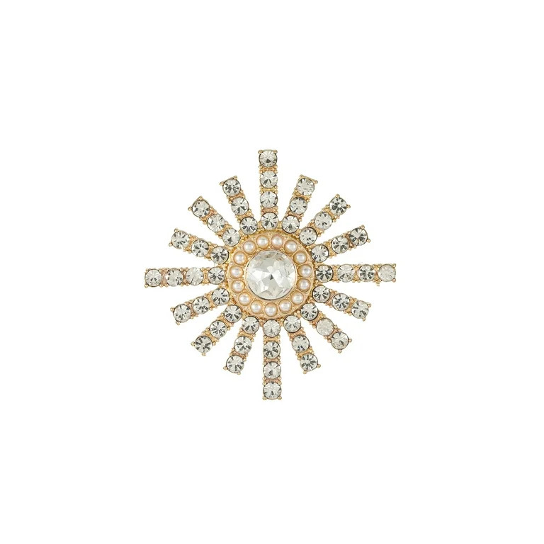 Time and True Goldtone Rhinestone Sunburst Brooch, 1 Piece | Walmart (US)