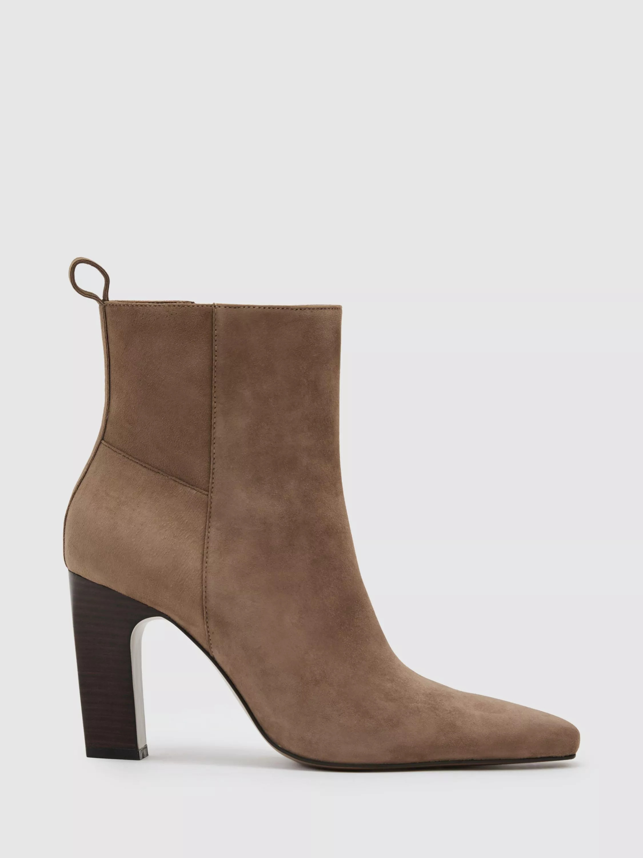 Reiss Blakely Chiselled Toe Suede Ankle Boots, Taupe | John Lewis (UK)