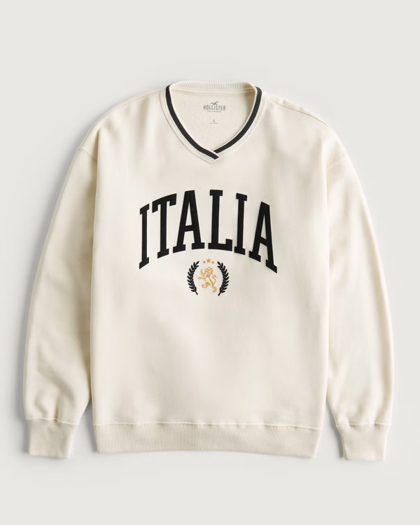 Women's Oversized Graphic V-Neck Sweatshirt | Women's | HollisterCo.com | Hollister (US)