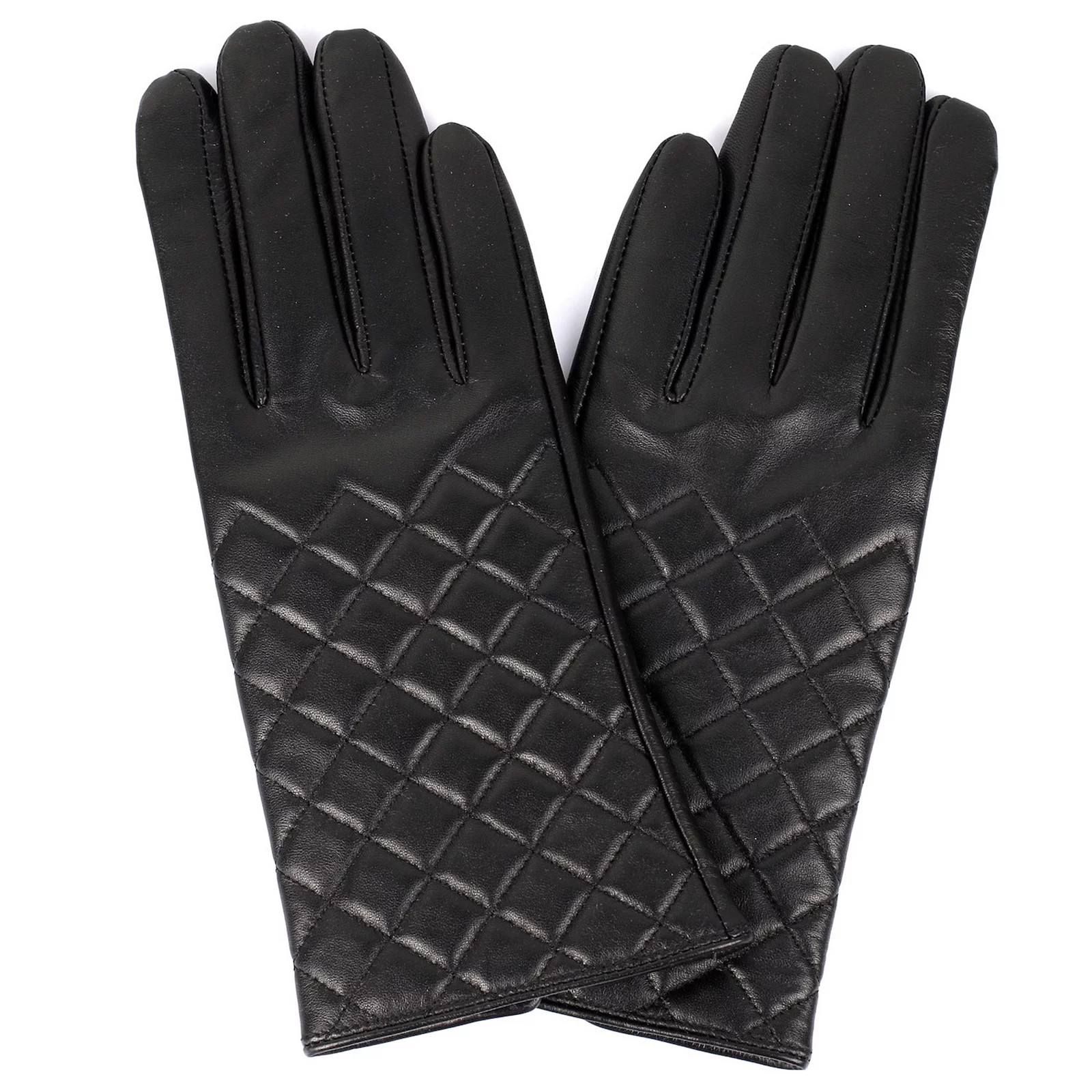 Women's Karla Hanson Quilted Leather Touch Screen Gloves, Size: Small, Black | Kohl's