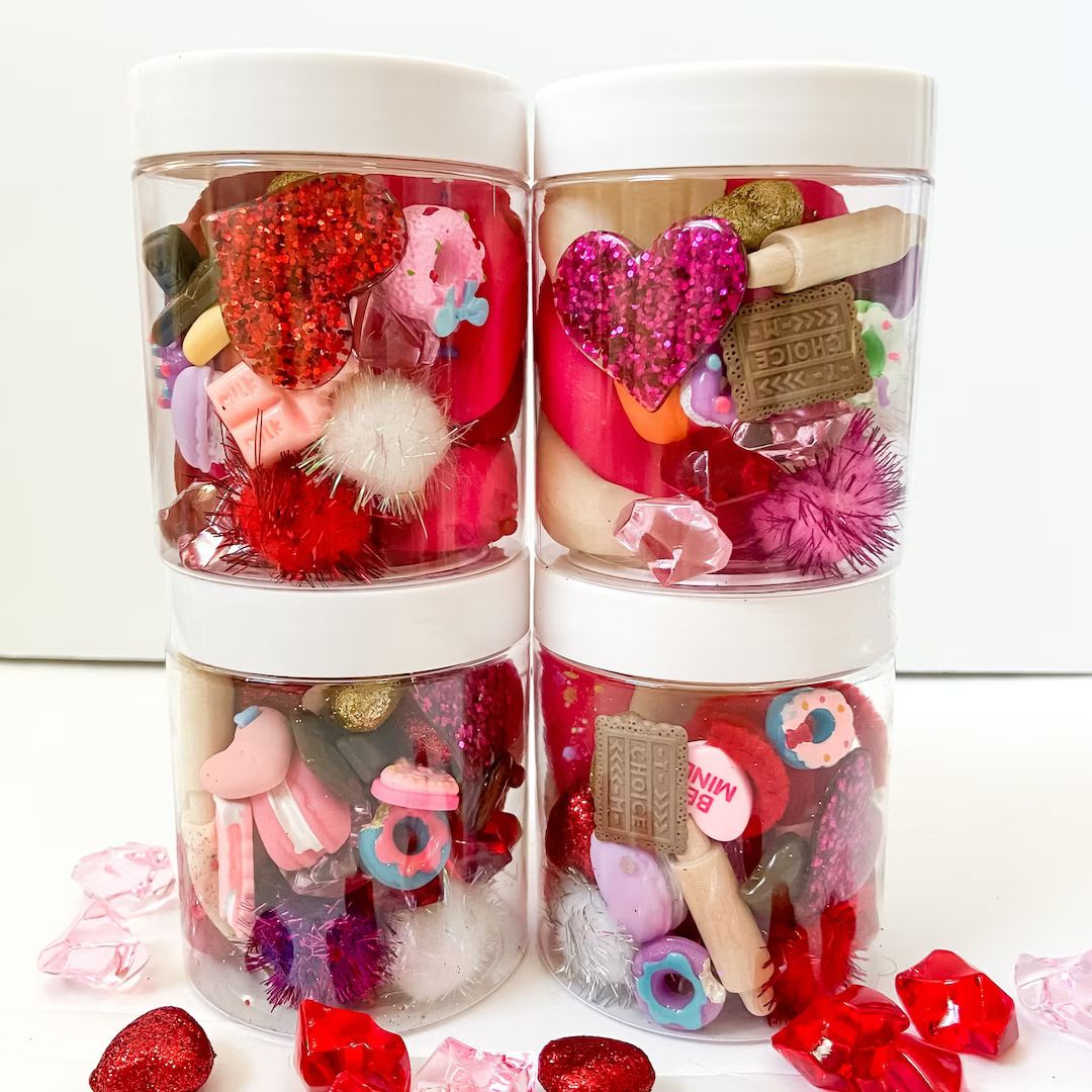 LARGE Valentine’s Day Play Dough Jar, Valentine’s Sensory Kit, Dough To Go Jar, Valentine’s... | Etsy (US)
