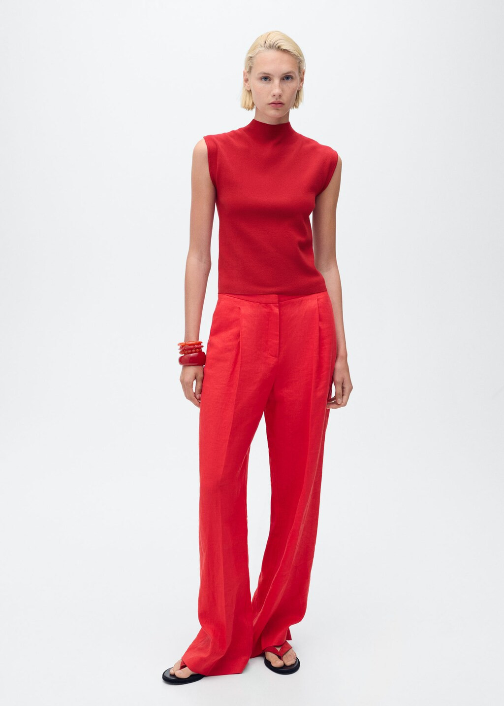 Perkins-neck knitted top red - Woman - XS - MANGO | Mango (US/MX/AU)