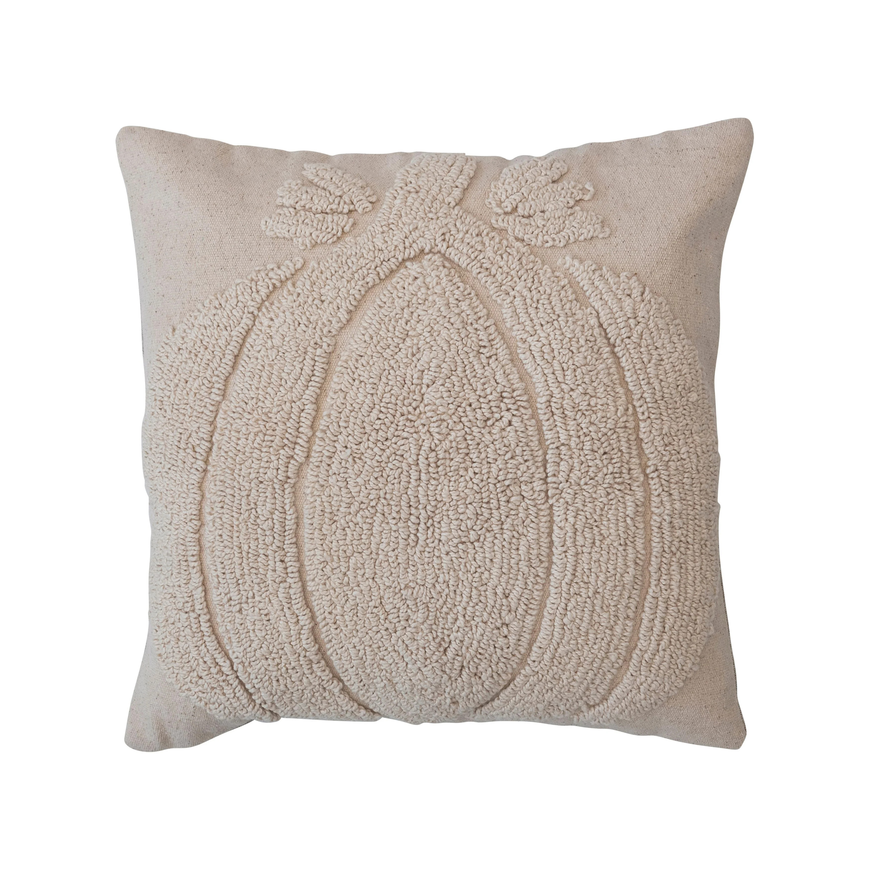 Square Cotton Slub Tufted Pillow With Pumpkin & Chambray Back | Wayfair North America