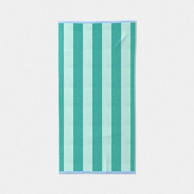 32"x62" Vertical Cabana Striped Reversible Beach Towel Teal - Sun Squad™ | Target