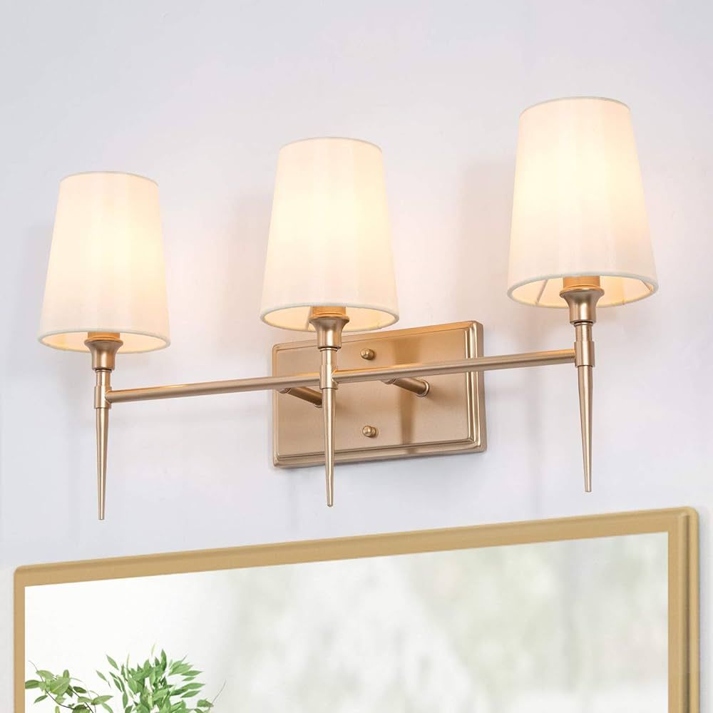 classy leaves Bathroom Light Fixtures, 3-Light Gold Vanity Lights, Modern Bathroom Vanity Light F... | Amazon (US)