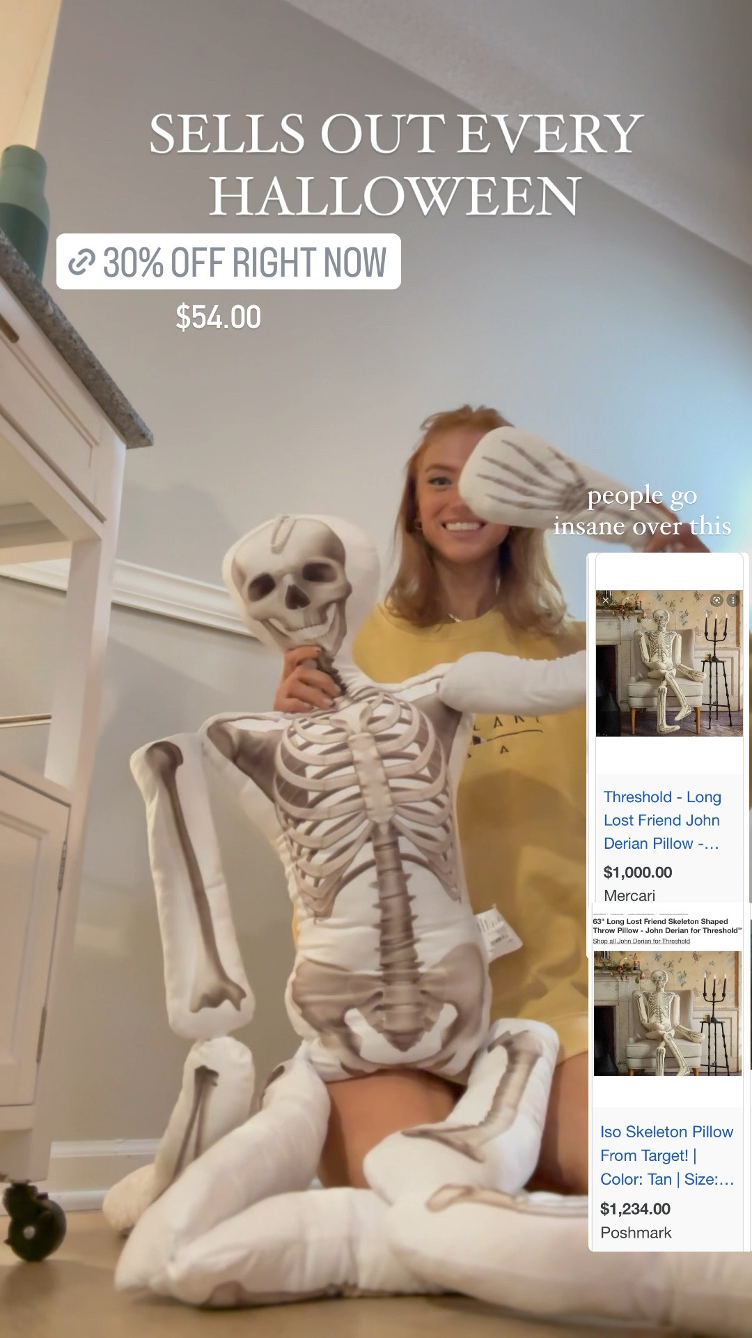 Skelton life size pillow sale! 

Halloween pillow best seller - john Derian for target 
Wayfair skeleton pillow 
Amazon skeleton pillow 
Oriental trading co skeleton 
Life size skeleton pillow 

#LTKHalloween #LTKfamily #LTKSeasonal
