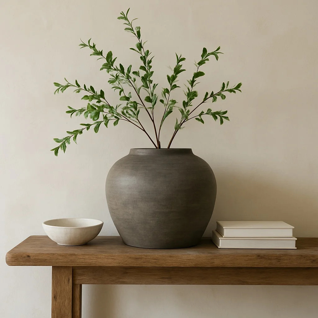 Charcoal/Gray Indoor / Outdoor Earthenware Table Vase | Wayfair North America