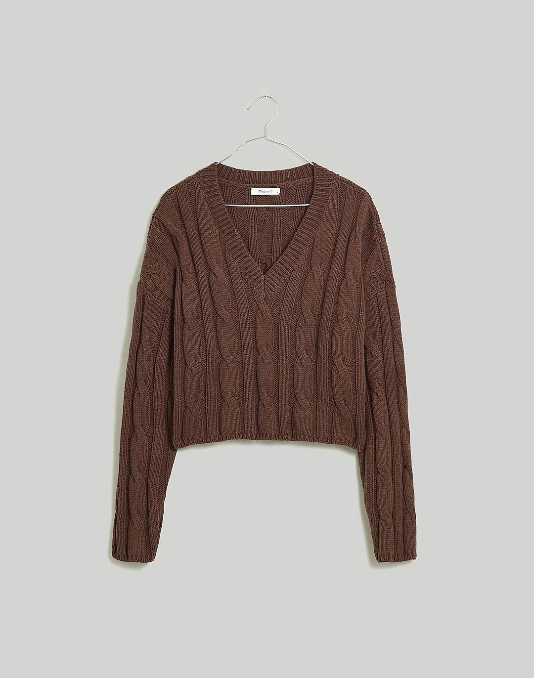 Cable-Knit V-Neck Crop Sweater | Madewell