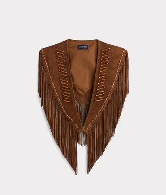 Sheila Beaded Fringe Cape :: Brown | Lucchese Bootmaker