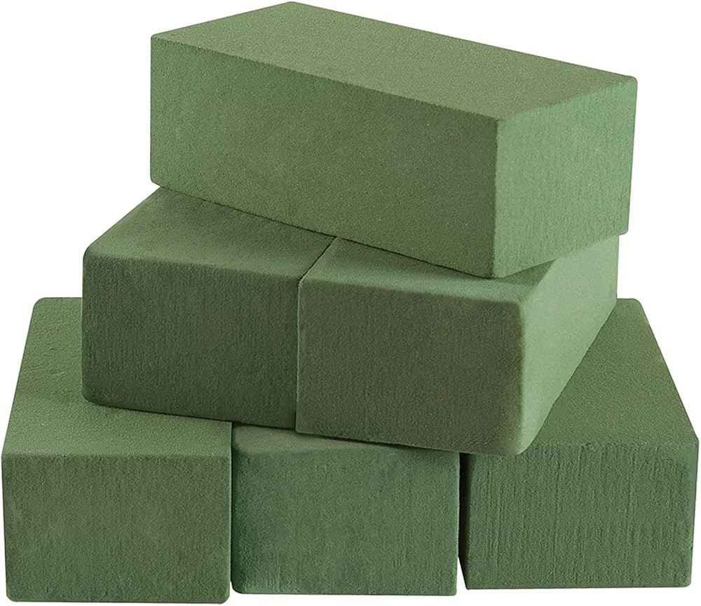 Floral Foam Blocks for Fresh and Artificial Flowers, 6 Pcs Each 8" L x 4" W x 3" H Wet and Dry Gr... | Amazon (US)