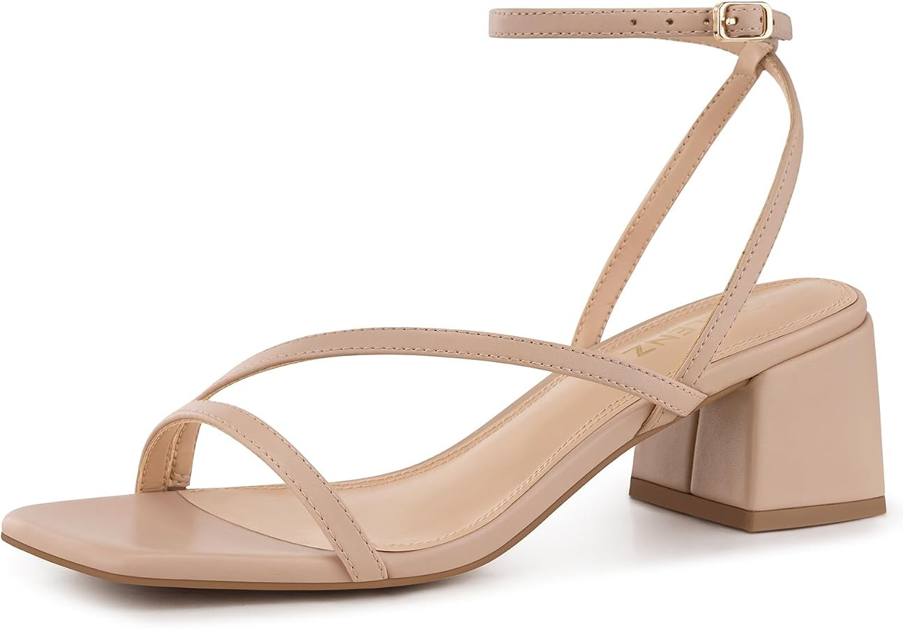 Women Strappy Low Heels: 2.15 Inch Block Heeled Sandals,Comfortable Dressy Sexy Party Casual Sand... | Amazon (US)