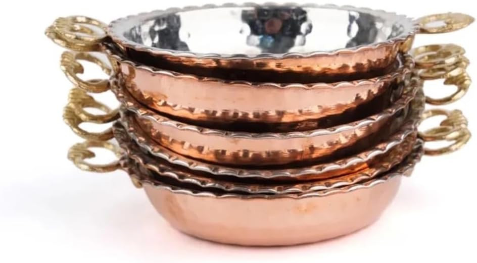 Handmade Copper Serving Plates Set 12x12 cm (4.7x4.7 inch) - Traditional Turkish Mini Pan Design ... | Amazon (US)