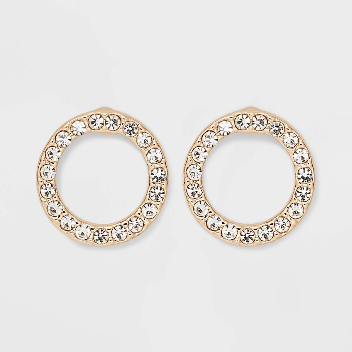 Gold Clear Round Pave Stud Earrings - A New Day™ Gold | Target