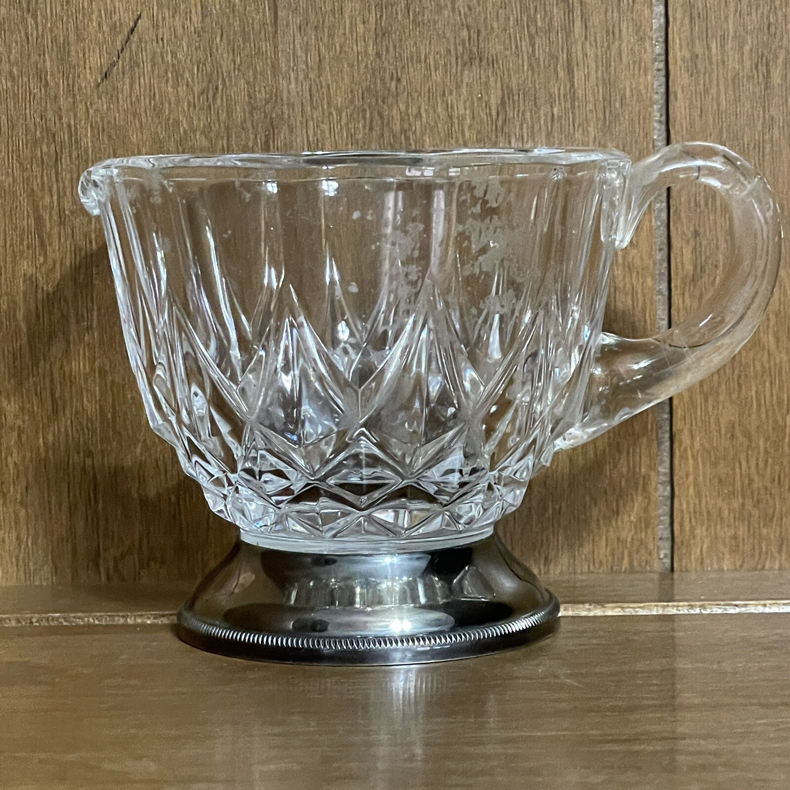 Vintage Cut Crystal Val St. Lambert Signed Creamer w/ Silverplate Base 3" Glass | eBay US