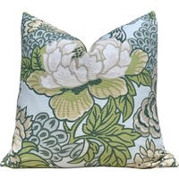Thibaut Honshu Pillow in Robin's Egg Blue, Chinoiserie Floral Pillow, Designer Botanical Cushion, Euro Sham Cover Aqua & Green | Etsy (US)