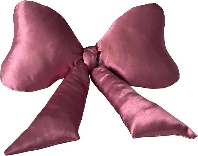 Bow Pillow - Big Bow Throw Pillow - Bow Shaped Pillow - Silky Satin - Coquette Decor - Bow Room D... | Amazon (US)