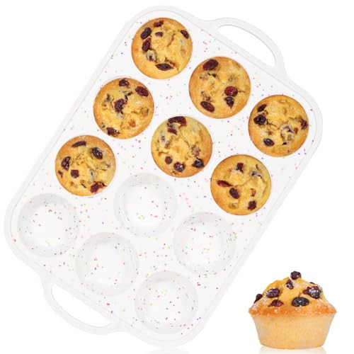 Silicone Muffin Pan with Metal Frame, Regular Size Cupcake Pan with Handle 12 Cups Nonstick Muffin Pan for Baking BPA Free 1 Pack | Amazon (US)