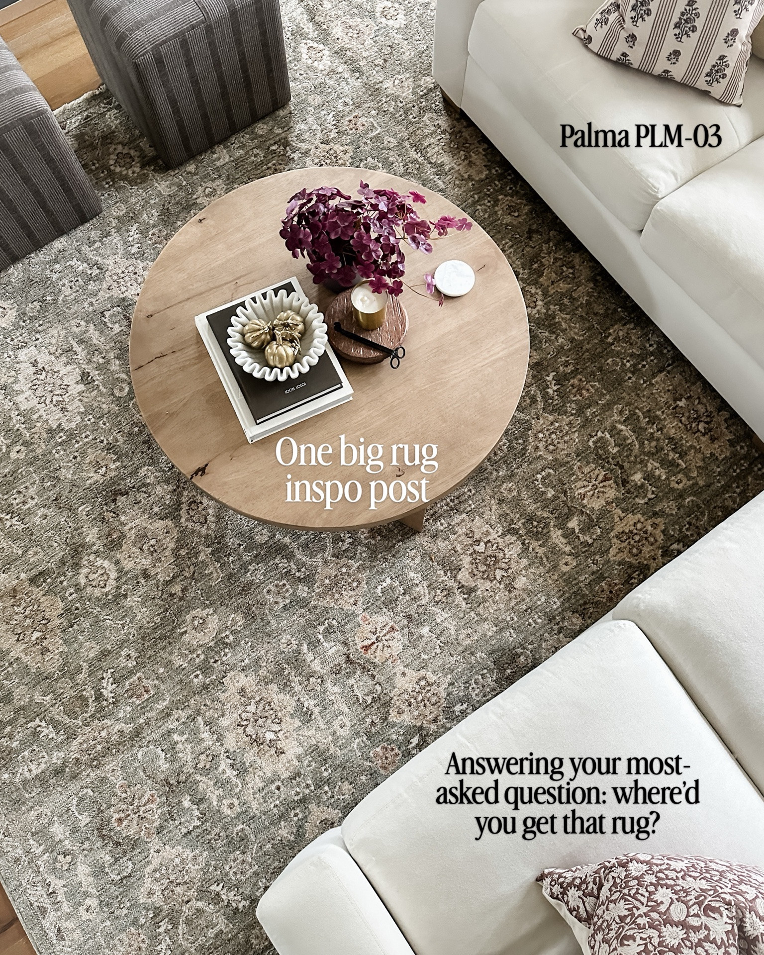 All of your rug questions, in one post.

Size tips:
In living rooms, you ideally want every piece of furniture touching the rug. Just the front legs is fine. (I do this.)

In bedrooms, shoot for an 8 x 10 or bigger for king beds (I like 9 x 12) and for queens or doubles, a 6 x 9 or 8 x 10. 

In dining rooms, the chairs should all be fully on the rug. Mine don’t touch fully when they’re pushed out, and I think that’s ok. 

Our entryway fits a 3x5 perfectly—bigger is better here, especially in colder months.

#LTKHome #LTKSaleAlert