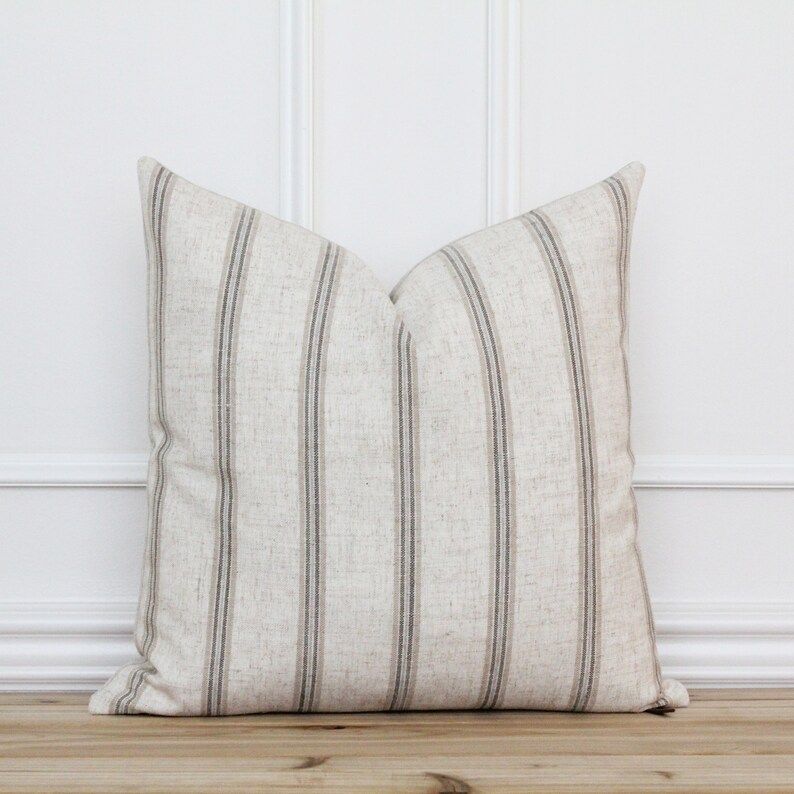 Tan Stripe Pillow Cover  Handmade Designer Pillow Cover  - Etsy | Etsy (US)