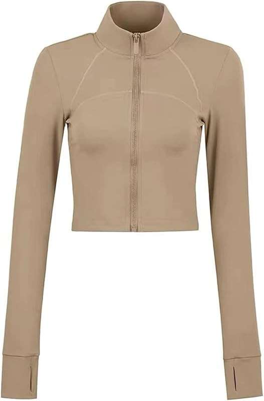 Vsaiddt Cropped Zip Up Workout Jackets for Women Crop Athletic Jacket | Amazon (US)