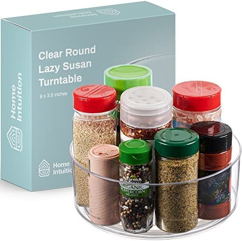 Home Intuition Round Plastic Lazy Susan Turntable Food Storage Container for Kitchen | Amazon (US)