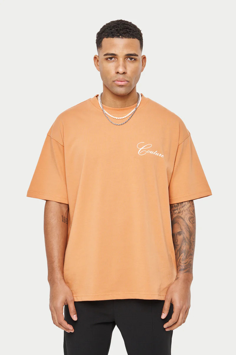 CLUB DE COUTURE SCRIPT T SHIRT - ORANGE | The Couture Club