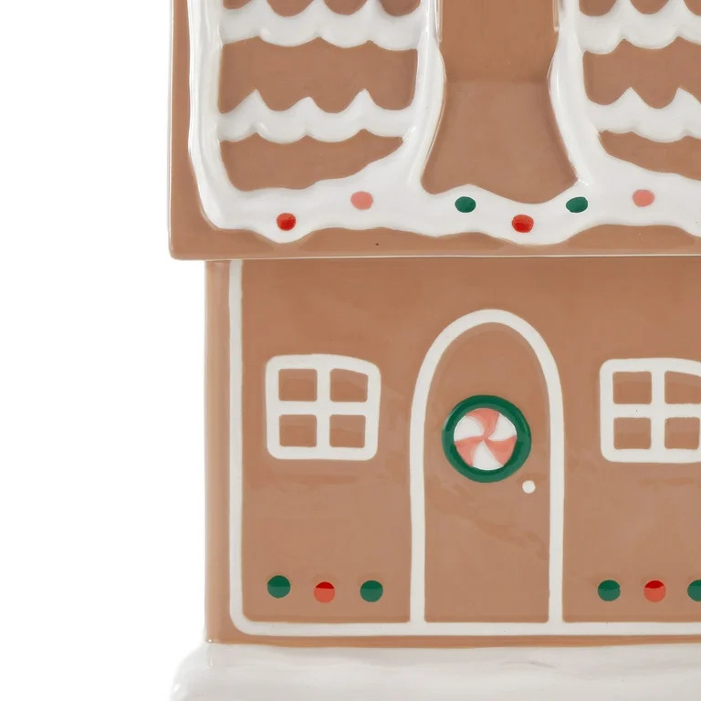 Holiday Time Ceramics Gingerbread House Cookie Jar, Ceramic Cookie Jar for Kitchen Counter, Great... | Walmart (US)