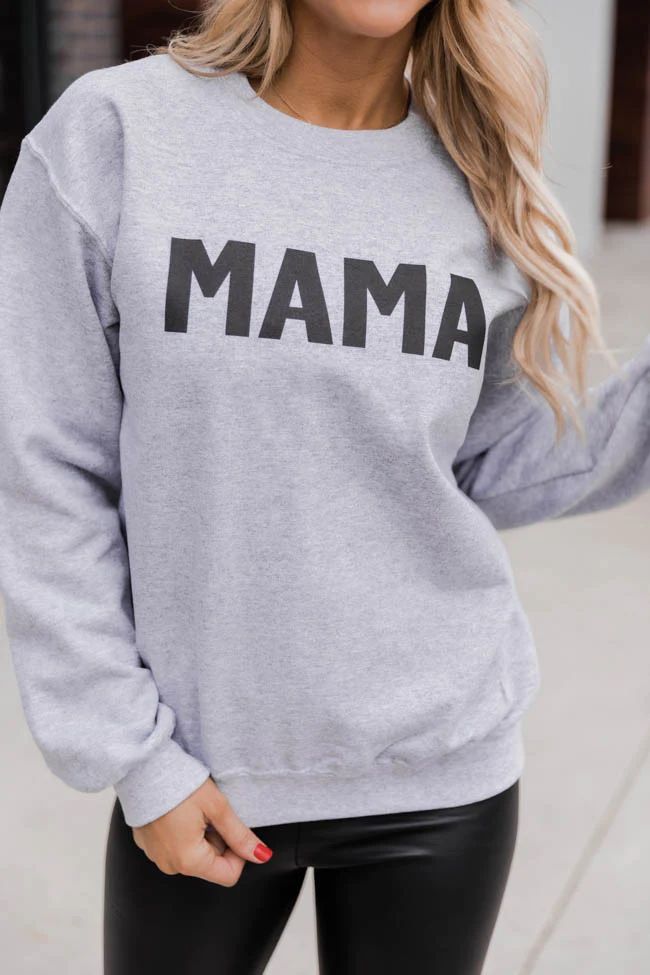 Mama Block Grey Graphic Sweatshirt | The Pink Lily Boutique