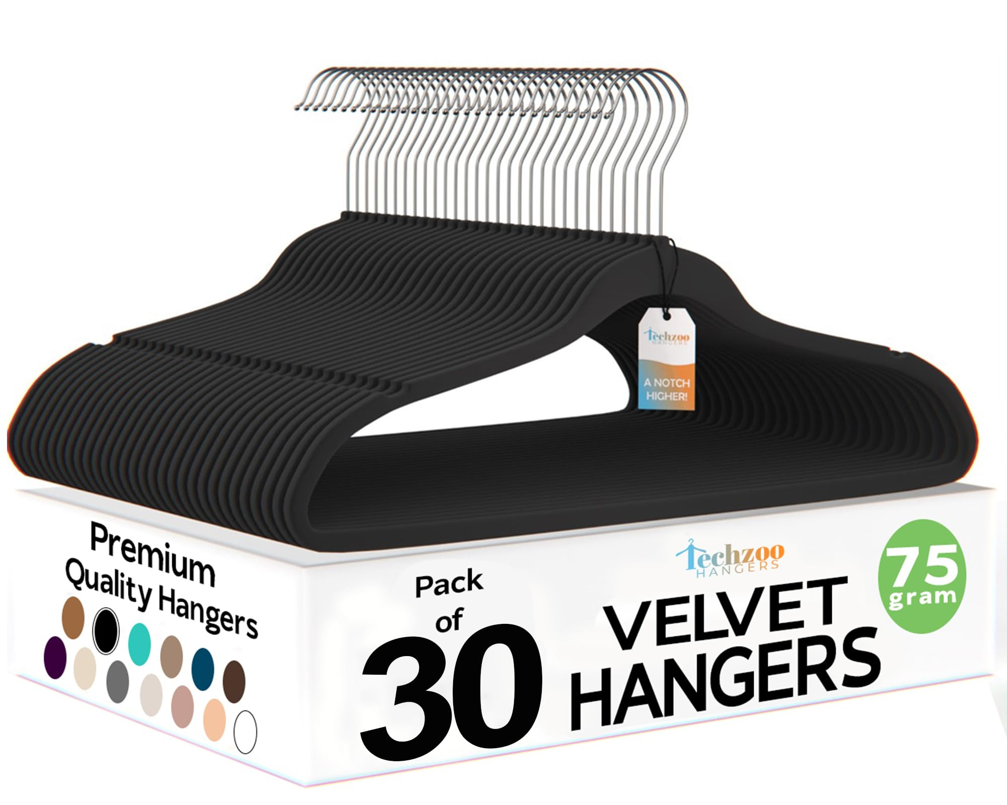 Techzoo Premium Velvet Hangers 30 Pack Ultra Thin Non Slip Adult Felt Space Saving Suit Hanger fo... | Amazon (US)