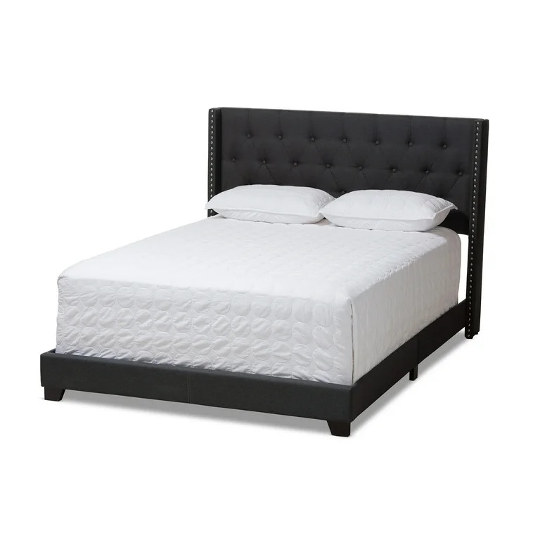 Baxton Studio Brady Modern and Contemporary Charcoal Gray Fabric Upholstered Queen Size Bed | Walmart (US)