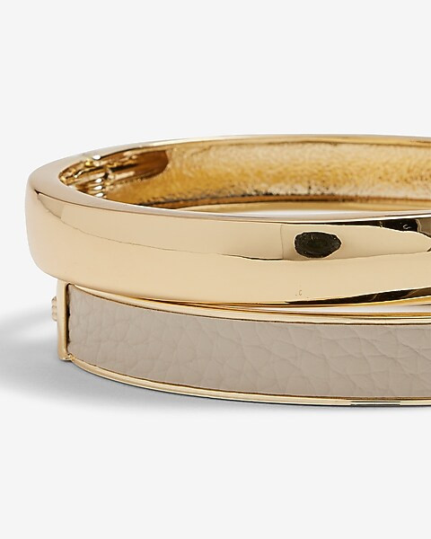 Set Of 2 Textured Leather Bangle Bracelets | Express
