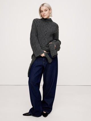Cashmere Cable-Knit Sweater with Vented Back | Banana Republic (US)