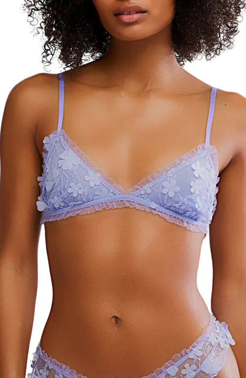 Free People Save the Date Floral Appliqué Triangle Bralette in Blue at Nordstrom, Size X-Large | Nordstrom