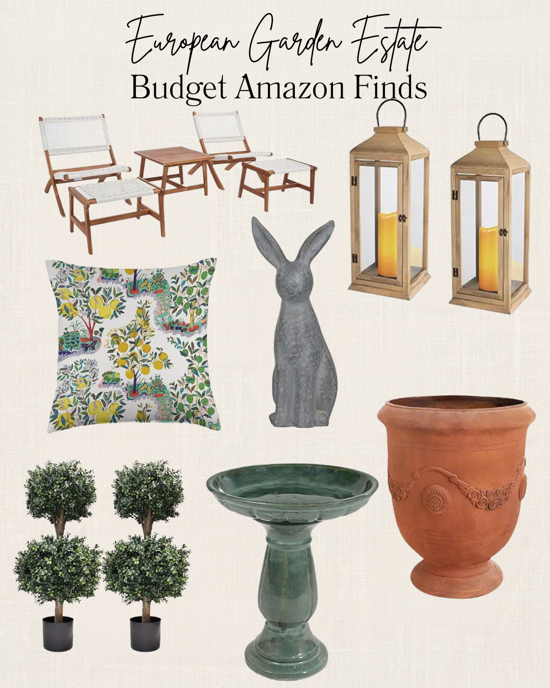 Creating that European garden estate feeling doesn't require a trip to Provence. These timeless finds bring old-world charm, elegant entertaining, and beautiful garden style right to your backyard.

#frenchcountry #lakehouse #lakehousliving 

 #LTKSeasonal #LTKOver40 #LTKHome