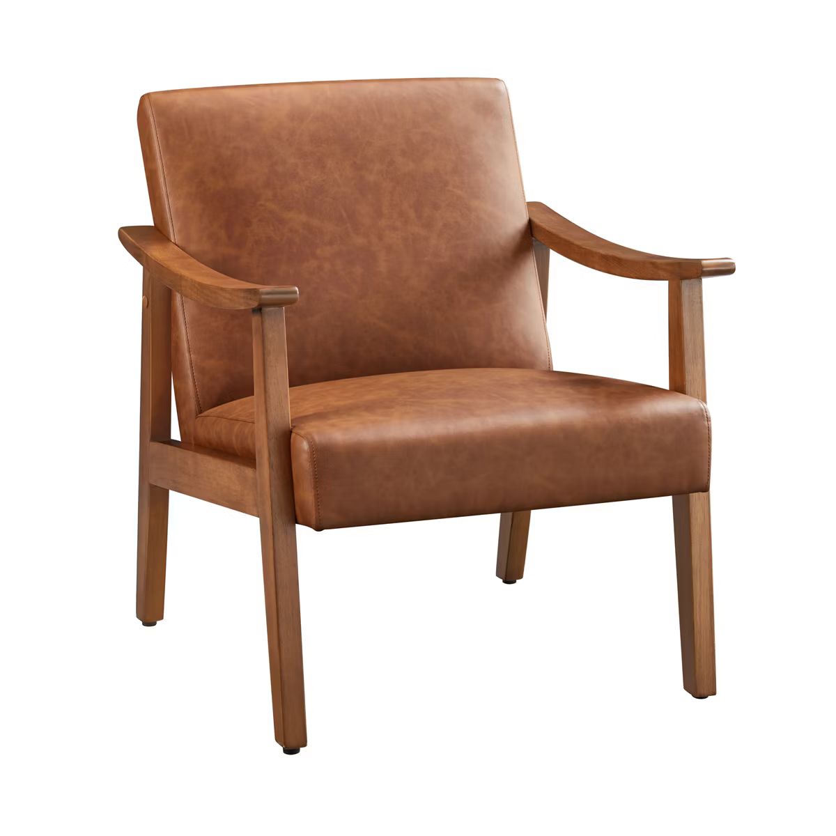 Yaheetech Modern Faux Leather Upholstered Armchair Accent Chair with Solid Wood Legs | Target