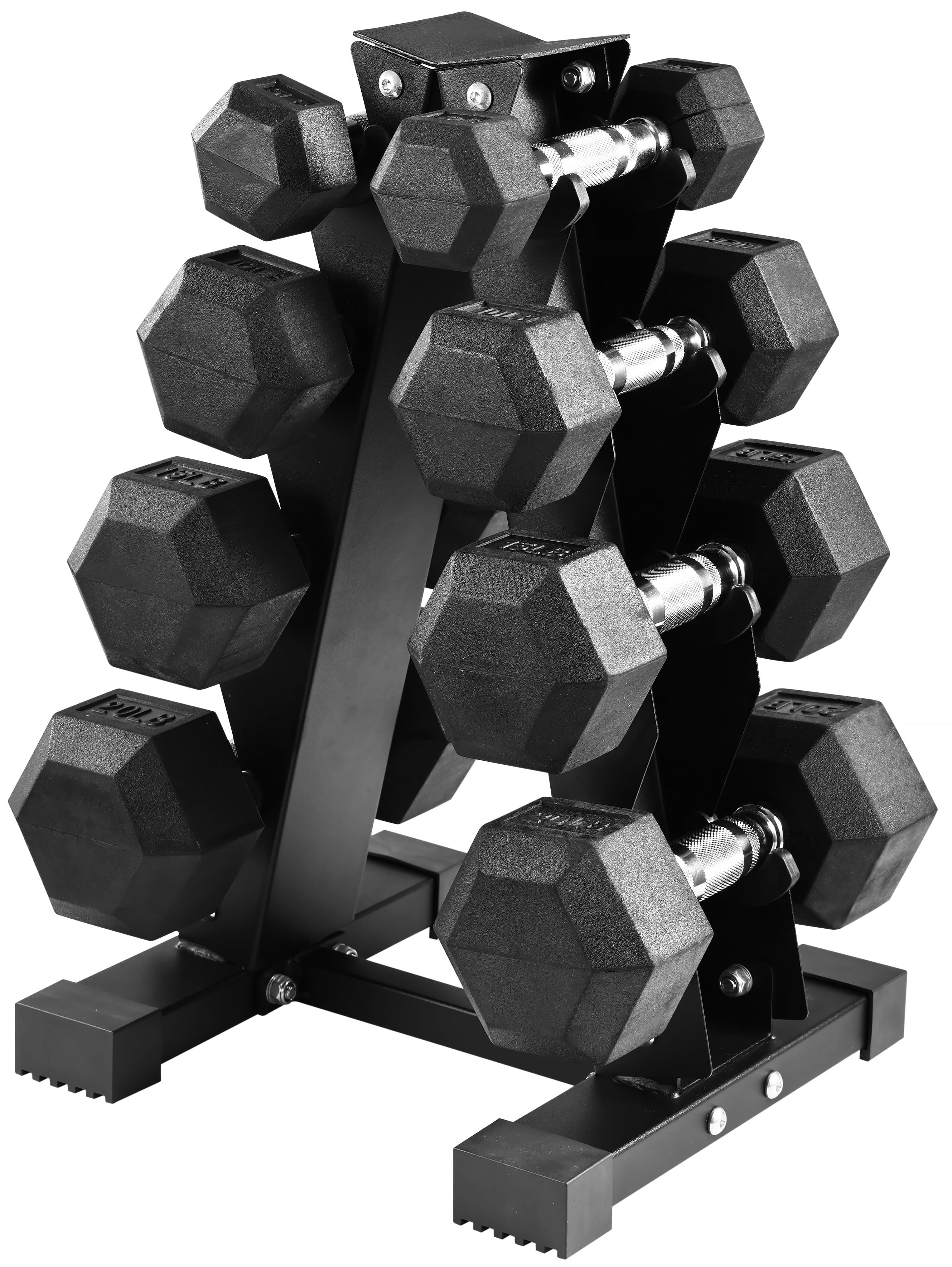 BalanceFrom 100LB Rubber Coated Hex Dumbbell Weight Set with A-Frame Rack, 5-20 lbs Pairs | Walmart (US)