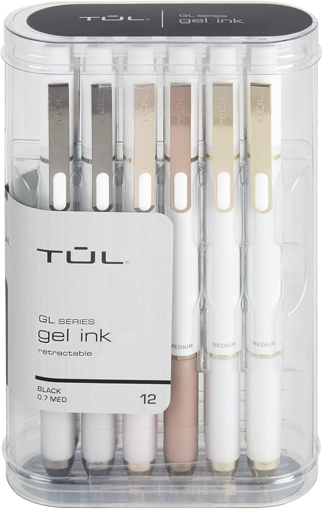 TUL® GL Series Retractable Gel Pens, Medium Point, 0.7 mm, Pearl White Barrel, Black Ink, Pack Of 12 | Amazon (US)