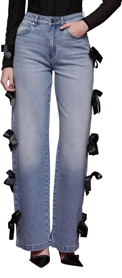 Bow Detail High Waist Jeans | Nordstrom
