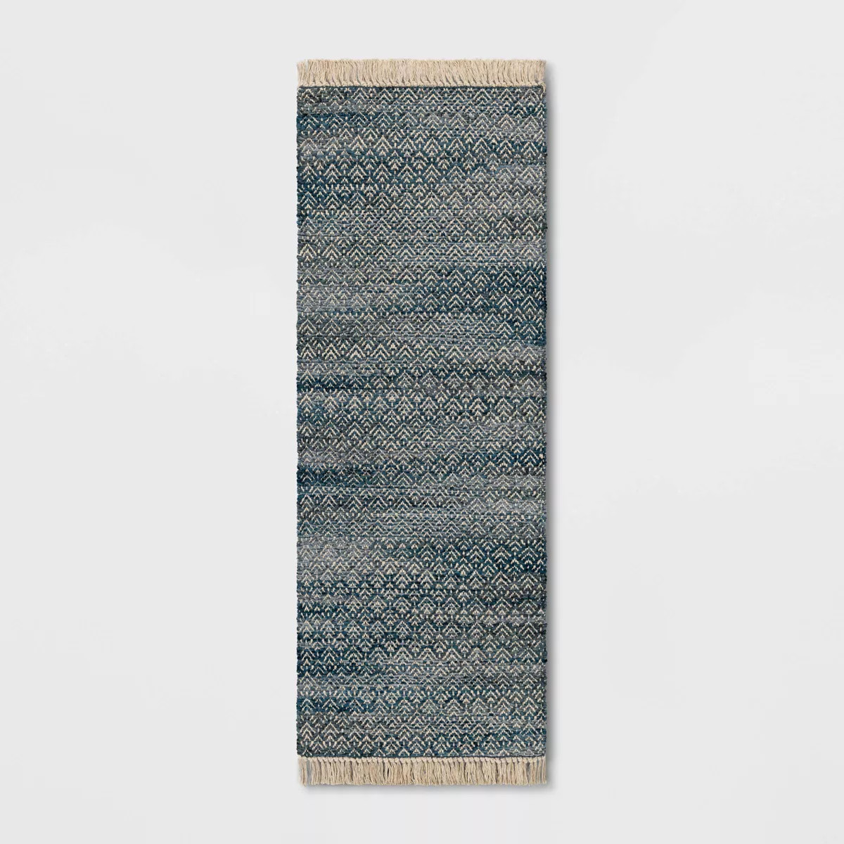 2'4"x7' Handloom Diamond Runner Rug Blue - Threshold™: Indoor Low Pile, Cotton & Jute, Entryway... | Target
